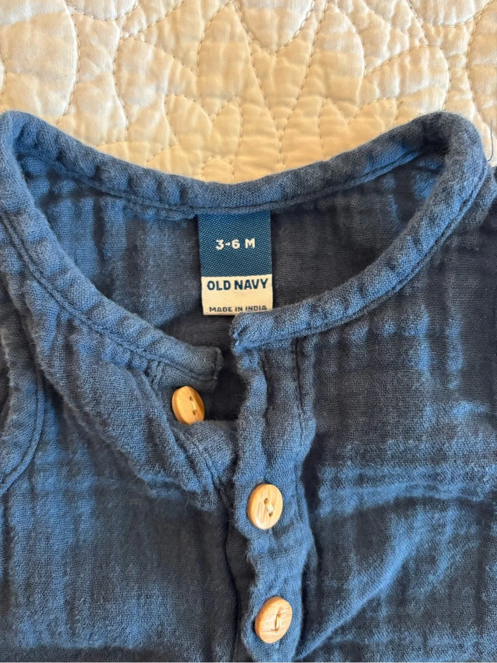 Old Navy Navy Sleeveless Button-Front Baby Romper